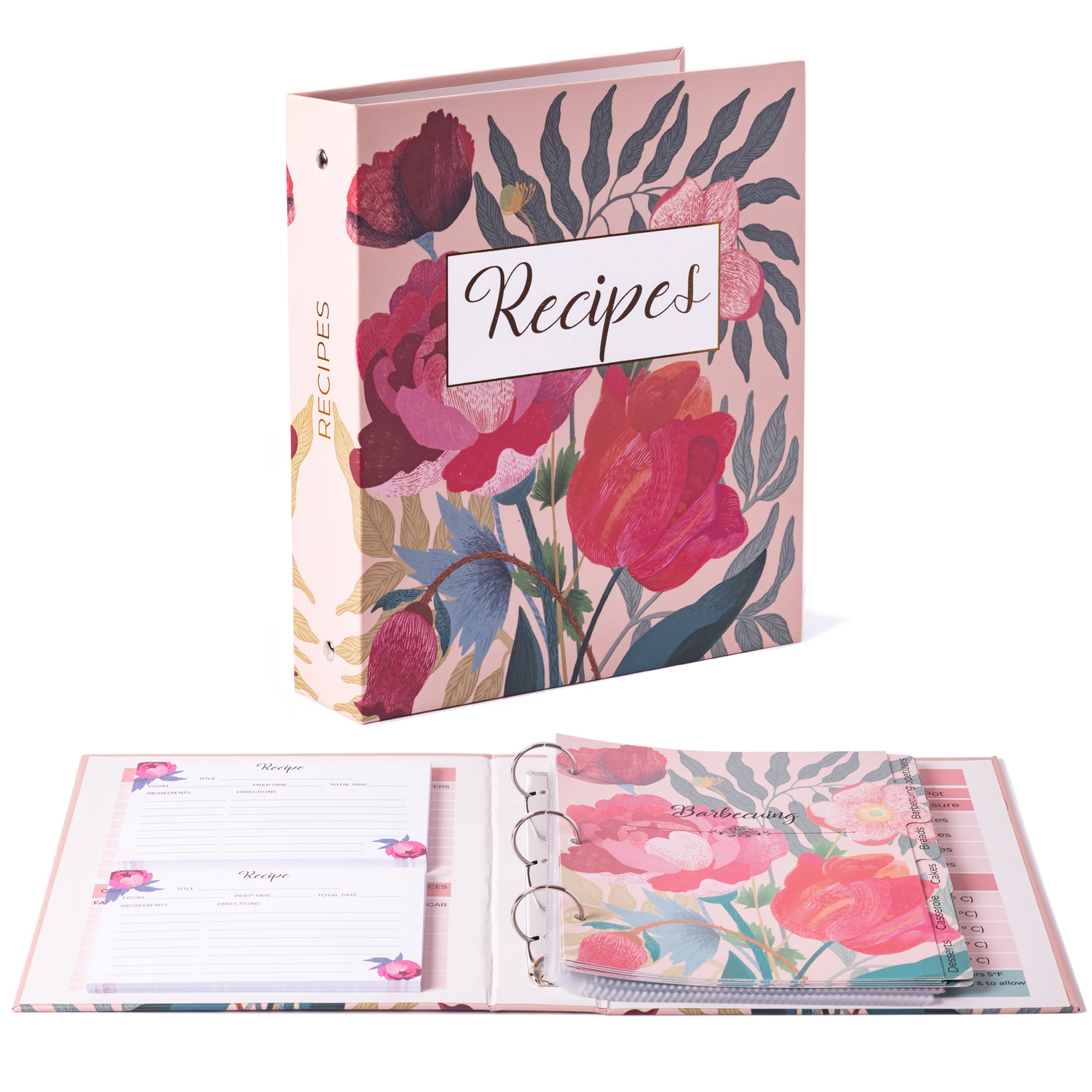Roses Recipe Binder for Recipe Cards Heart & Berry Roses Recipe Binder for Recipe Cards Heart & Berry